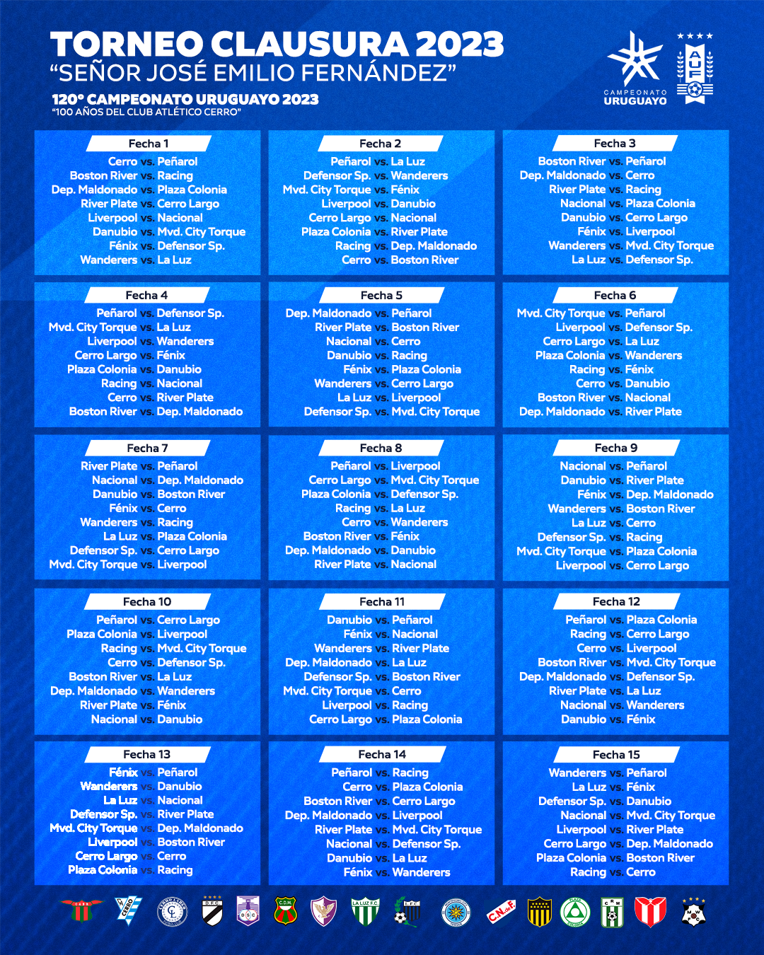 El fixture completo del Campeonato Uruguayo 2023